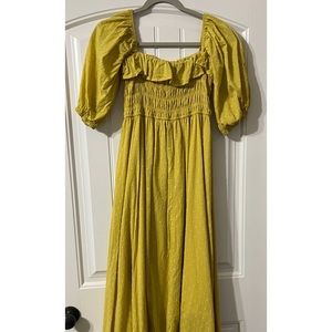 BoHo strapless mustard yellow floorlength dress size medium 8/10